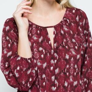 West Kei Burgundy and White Patterned Blouse
